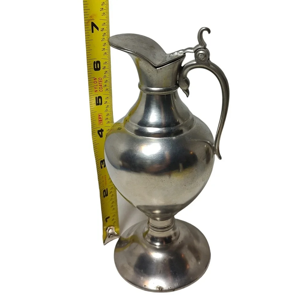 Vintage Royal Holland Pewter Pitcher Daalderop Creamer Hinged‎ Lid Handle SEE